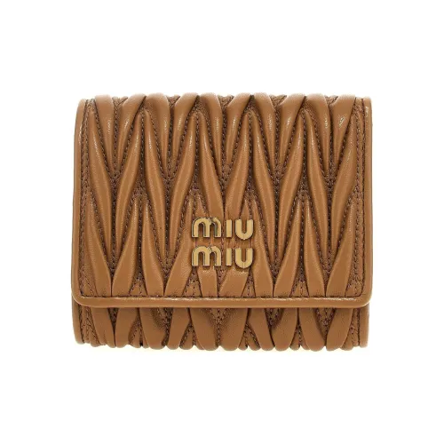 MIU MIU Nappa Leather Wallet Small Size Women's Brown