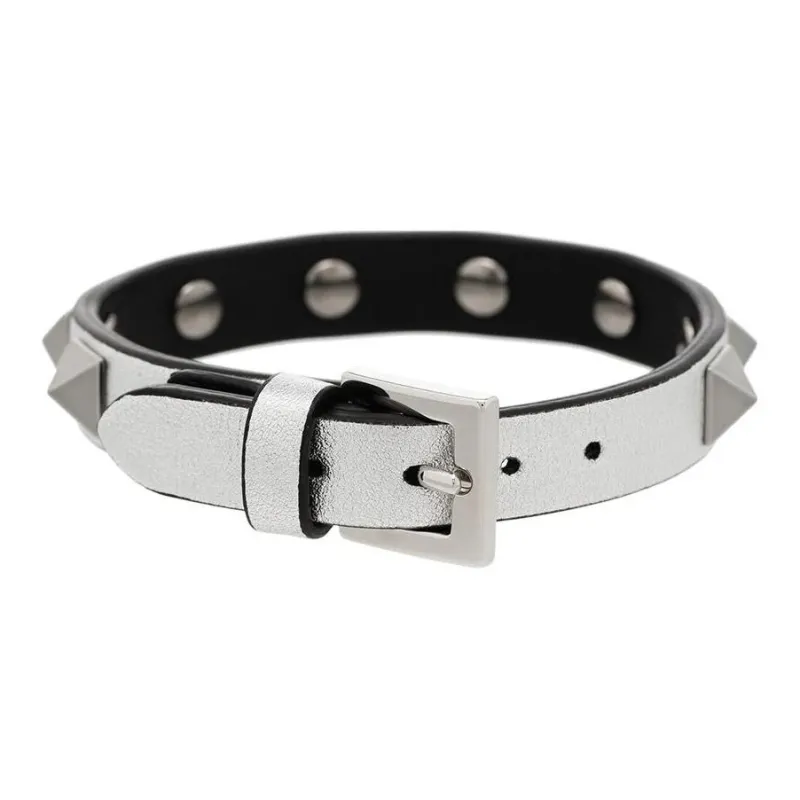 Valentino Calfskin Wristbands Women's Silver-0