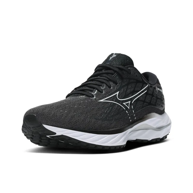 Mizuno Wave Inspire 20 Cushioning Anti Slip Wear Resistant Breathability Low Top Running Shoes Unisex Black White-1