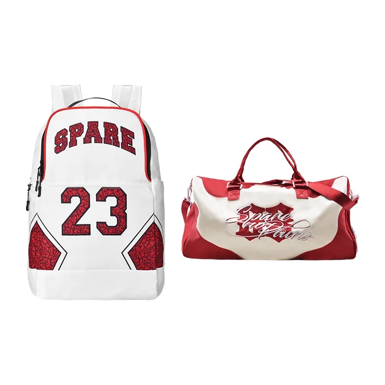 Spare No Pains. Polyester Backpack Basketball Backpack Regular Unisex White-4