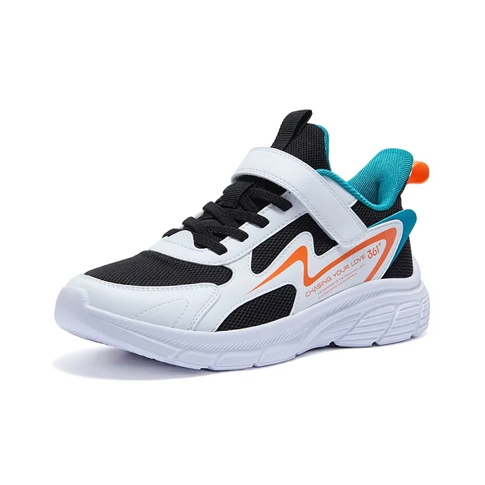 361°KIDS Slip Resistant Shock Absorbers With Abrasion Resistant Properties Kids' Running Shoes Black White Unisex-1