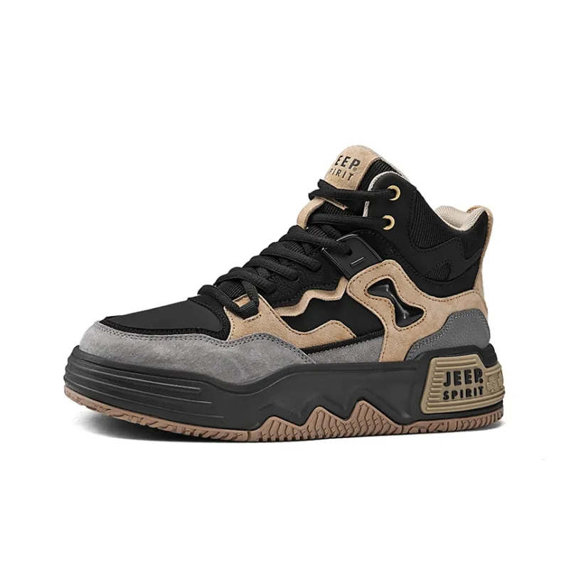 JEEP SPIRIT Skateboard Shoes Men High Top Natural Deer-2