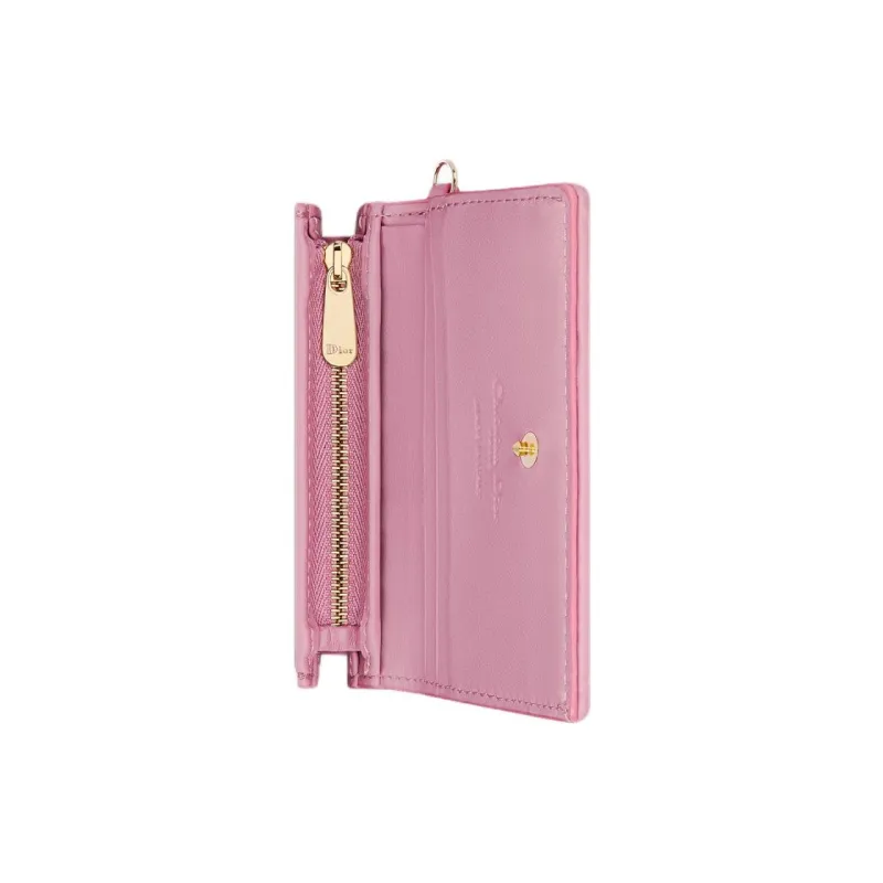 DIOR Lady Dior Lambskin Wallet Mini Women's Hydrangea Pink-2