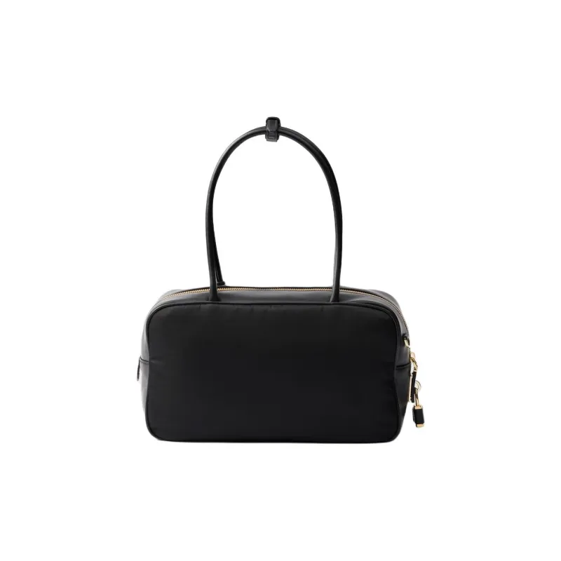 PRADA Recycled Nylon With Patchwork Leather Handbag Medium Size Women's Black-2