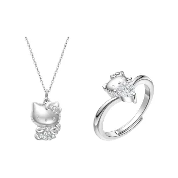 TIDECOLOR Hello Kitty S925 Silver Angel Necklace Women's Silver