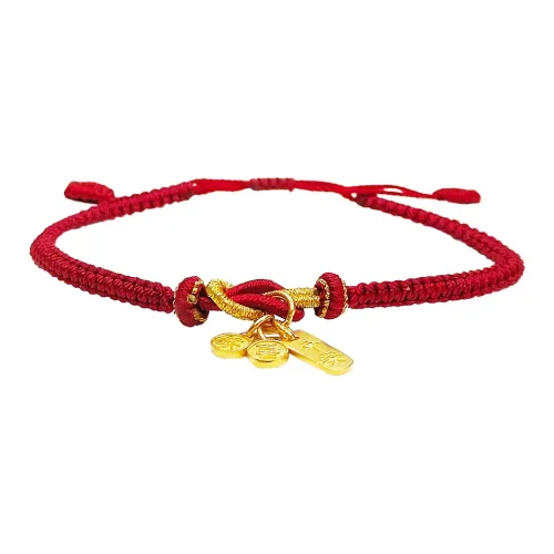 WANBAOYUANZHUBAO Joy Peaceful Pendant, Companion, Woven Lanyard 5G 999 Solid Gold Fixed Price Bracelets Unisex