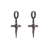 Cross Hoop Earrings[Black]