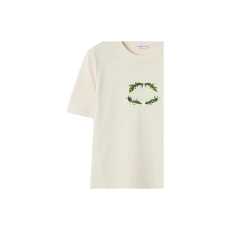 Burberry Logo embroidered Cotton T shirt-2
