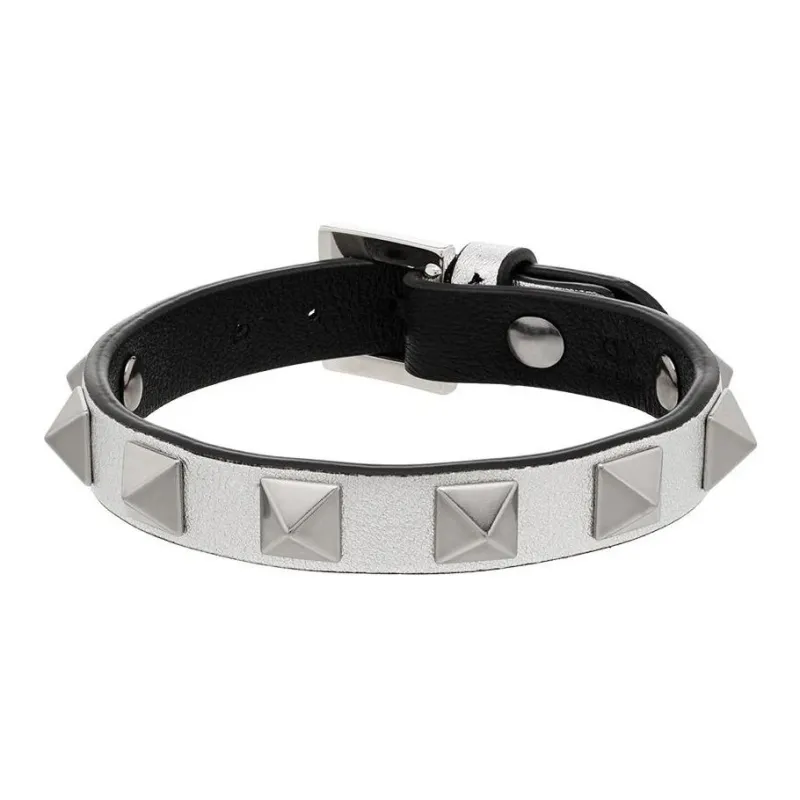 Valentino Calfskin Wristbands Women's Silver-1