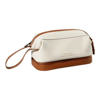ALOENEY PU Toiletry Bag Unisex Milkshake Brown