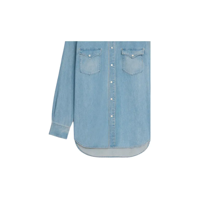 CELINE Shirt In Vintage Stone Indigo Denim-3