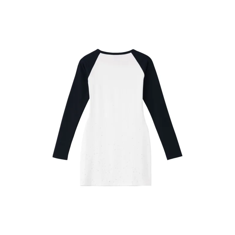 TCH Long Sleeved Dresses Women's White With Black Logo-1