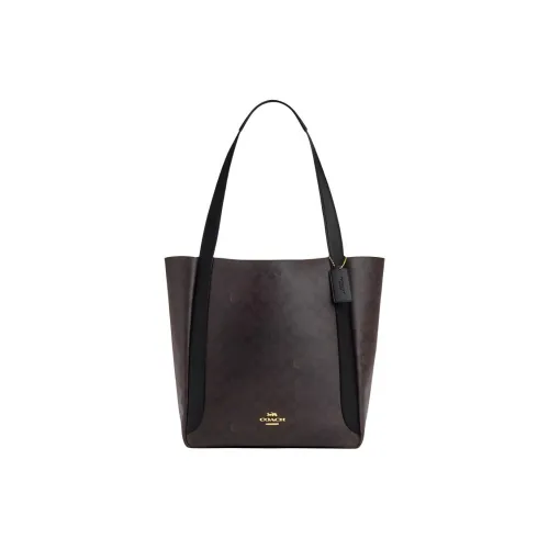 COACH Artificial Leather Tote Bag Shopping Bag Handbag Shoulder Bag Large Size Women's Walnut & Black