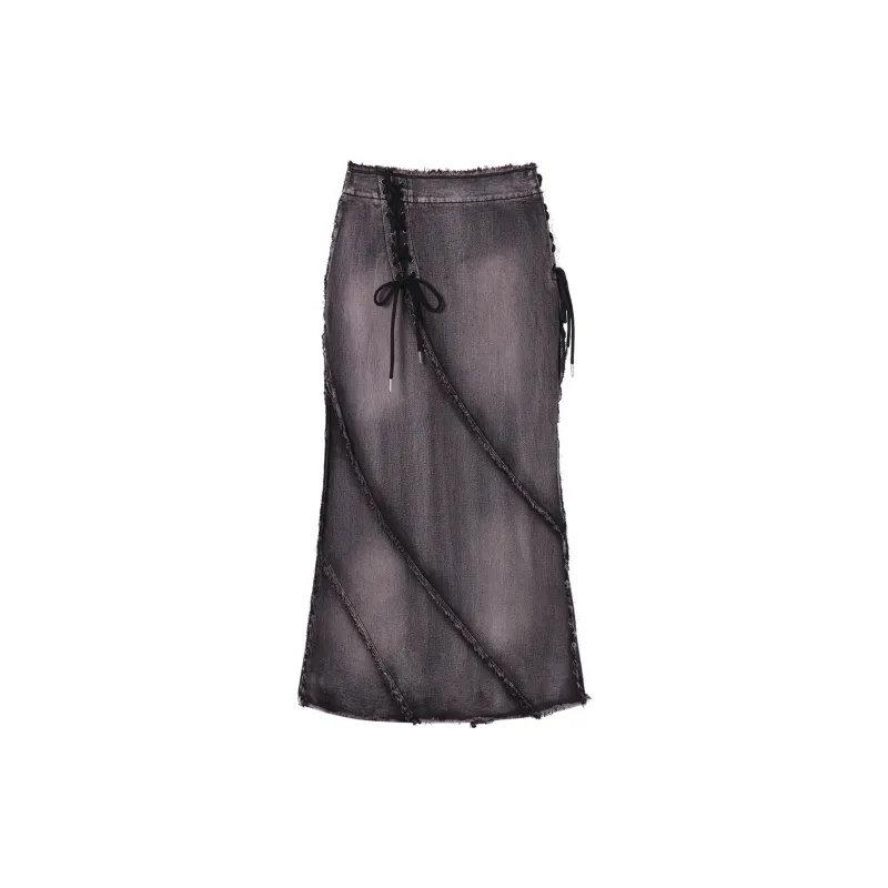 I'M ONE Denim Long Skirts Women's Purple-1