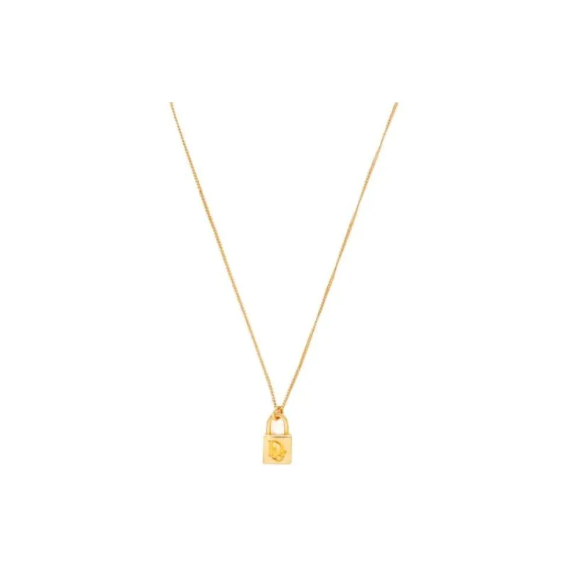 DIOR Gold-plated Padlock Pendant Necklace-0