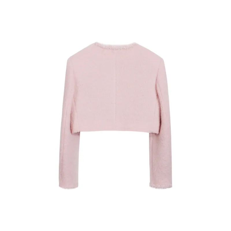 NancyCavally Cropped Coats Women's Pink-1
