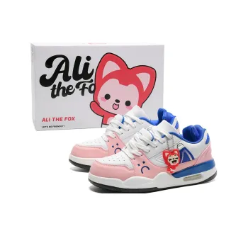 ALI THE FOX Slip Resistant Cushioning Balance Lightweight Breathable Low Top Skateboard Shoes Unisex White Pink Blue