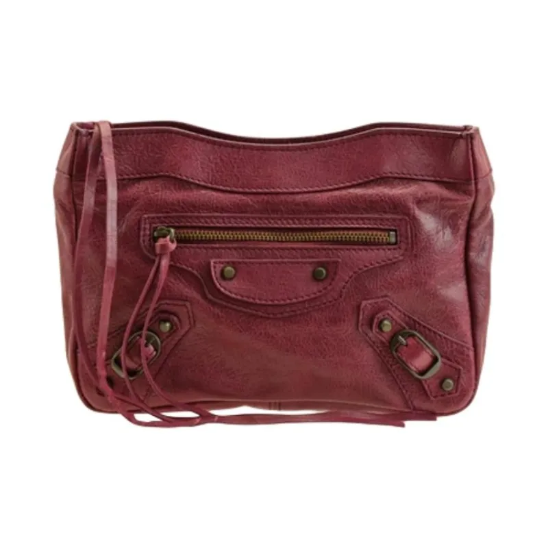 Balenciaga Leather Clutch Women's Red-0