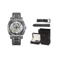 Brogues Steel Band-Black Leather Strap