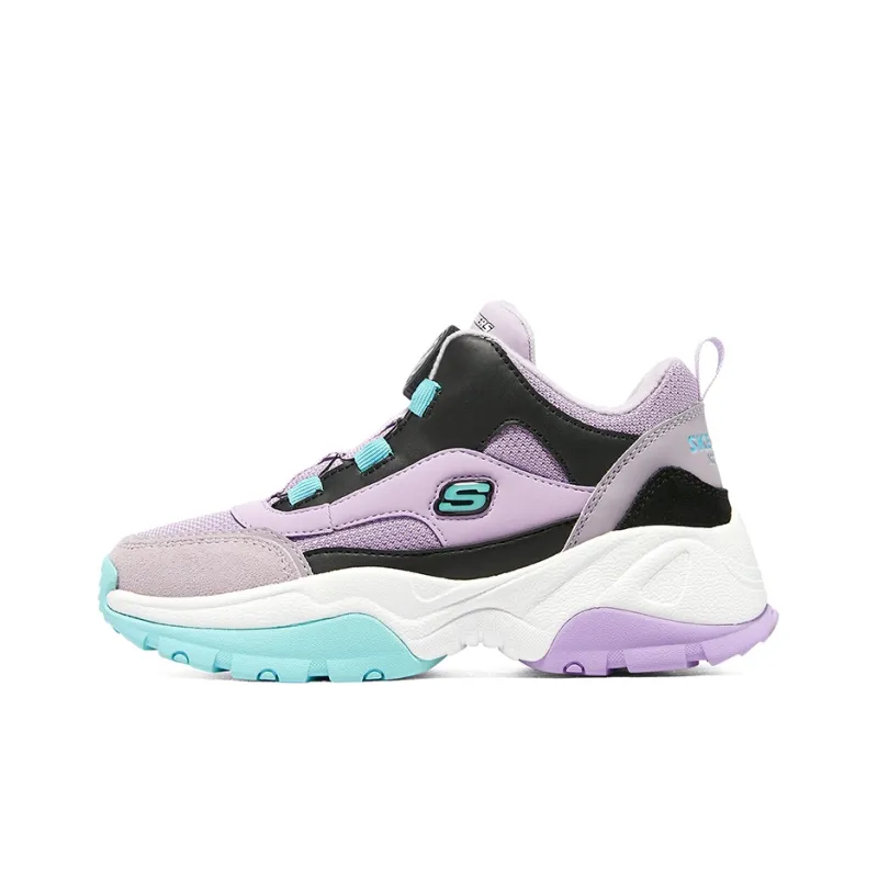 Skechers Anti Kick Cushioning And Abrasion Resistant Mid Top Kids Lifestyle Shoes White Purple Blue Teenagers-0