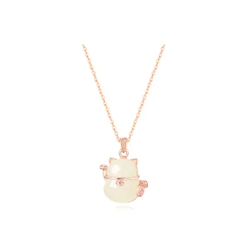 Crafts Women's Hetian Jade Necklaces Pale Greenish White Jade Unisex