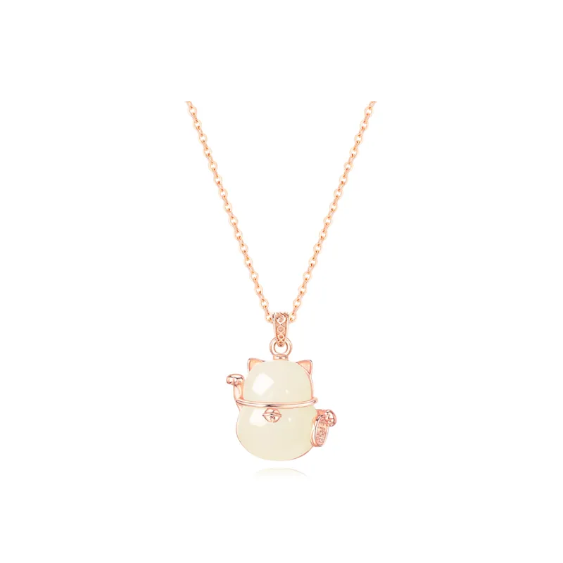 Crafts Women's Hetian Jade Necklaces Pale Greenish White Jade Unisex-0