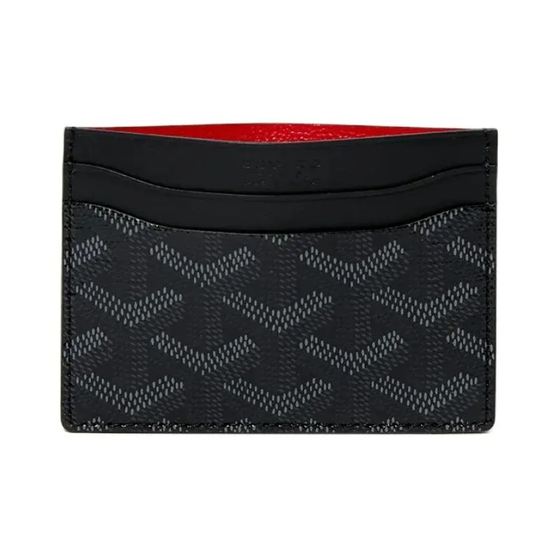 GOYARD Saint Sulpice Canvas With Calfskin Card Holder Card Holder Unisex Pitch Black-3