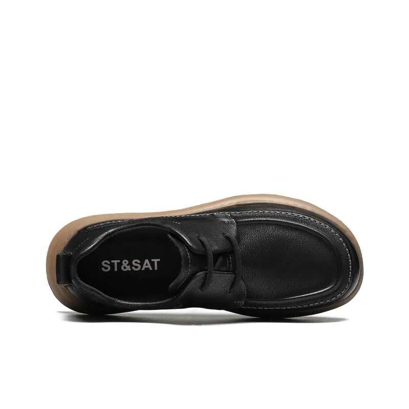 ST&SAT Lace Up Casual Shoes Flat Men's Shoes Men's Black/Brown-4