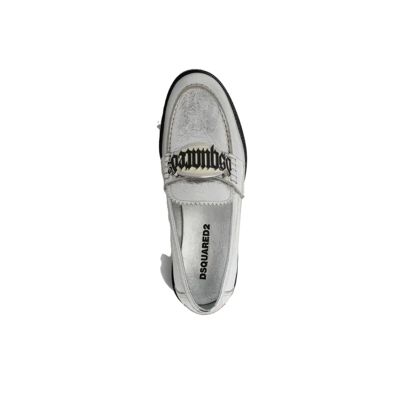 DSQUARED 2 Gothic Metallic Logo Plaque Loafers Women's-2