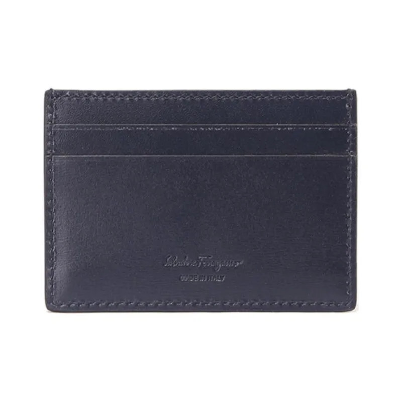FERRAGAMO Leather Card Holder Men's Marine Blue-0