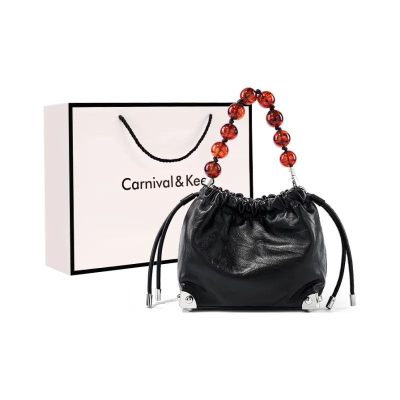 Carnival Keep Cow Leather Handbag Shoulder Bag Regular Women's Silver/Black/Ecru-4