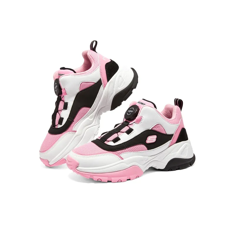 Skechers Kozmiks Anti Kick Cushioning And Abrasion Resistant Kids Lifestyle Shoes Black White Pink Teenagers-2