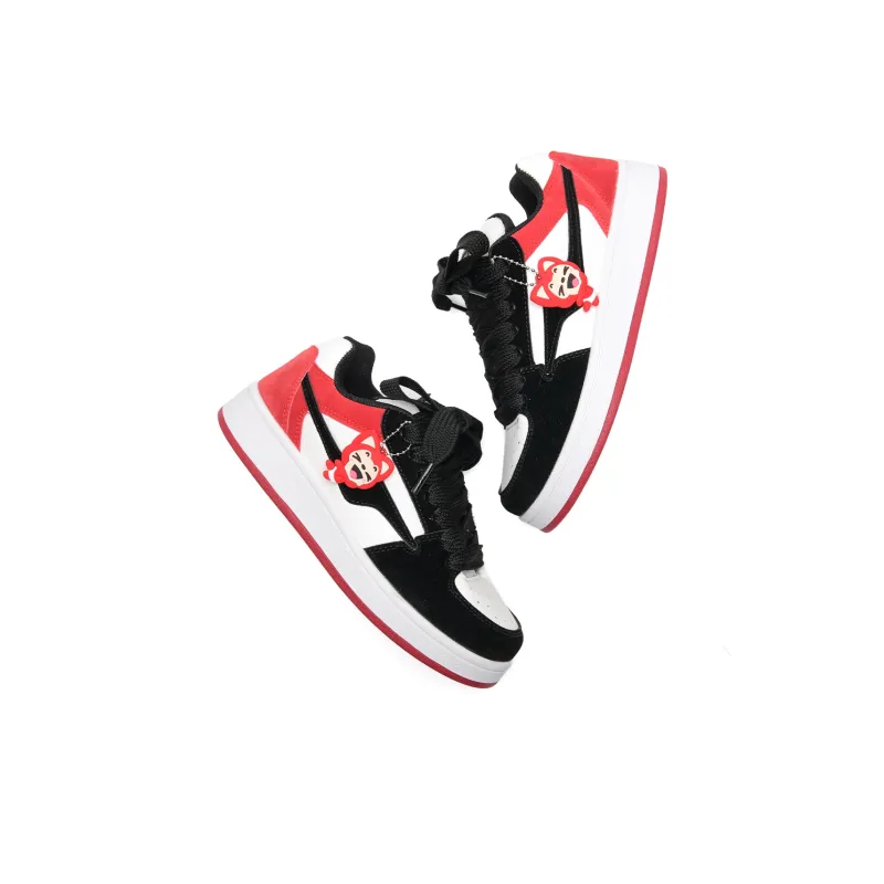 ALI THE FOX Anti Slip Wear Resistant Lightweight Breathable Low Top Skateboard Shoes Women's Black Red Box Included-5