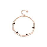 Four-Leaf Clover Black Agate Bracelet
