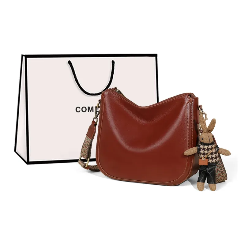 COMELY Cow Leather Patchwork Synthetic Leather Shoulder Bag Crossbody Bag Regular Women's Wine Coffee-5
