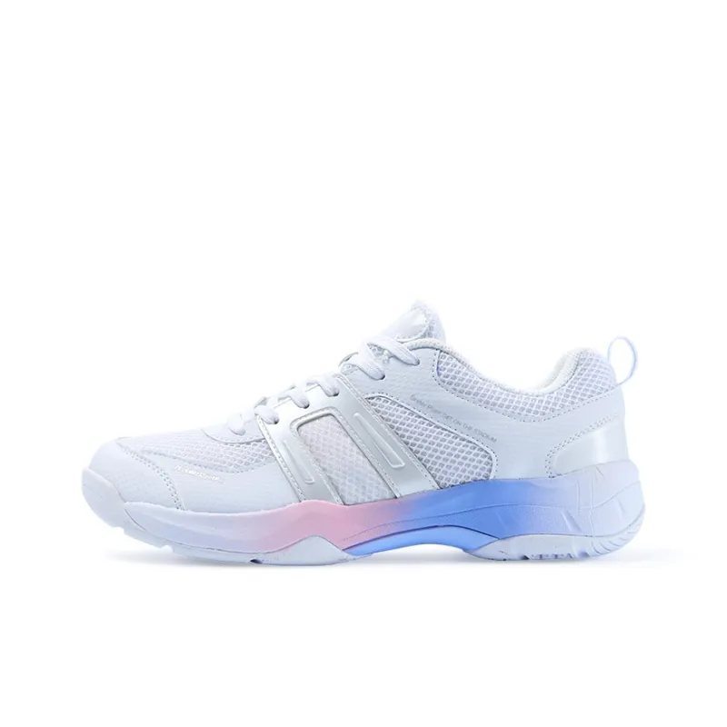 Kawasaki Cushioning Coverage Low Top Badminton Shoes Unisex White Rainbow-1