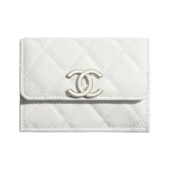 CHANEL Cow Leather Wallet Unisex White