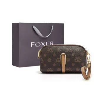 FOXER PVC Clutch Wallet Small Size Women's Brown/White
