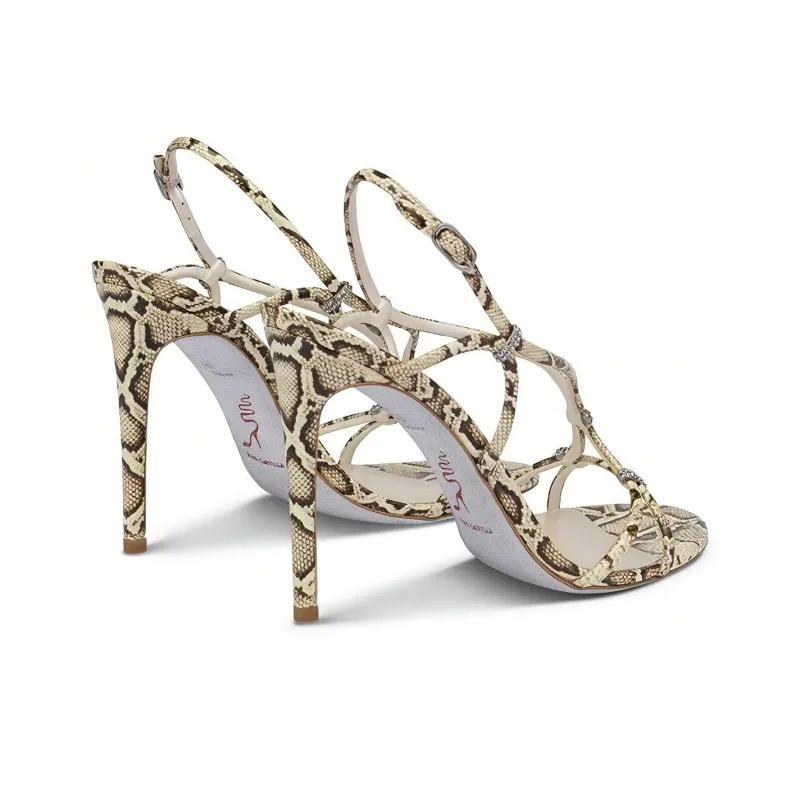 RENE CAOVILLA Clippy Versatile One-Strap Sandals Women's Brown-3