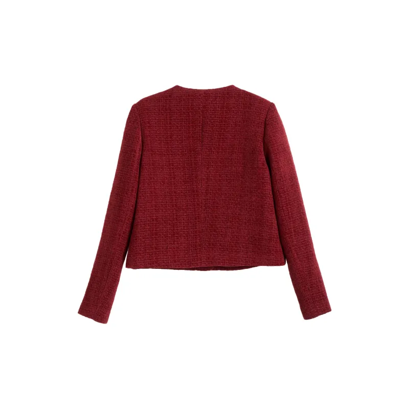 Olrain Cropped Coat Women's Vintage Red-1