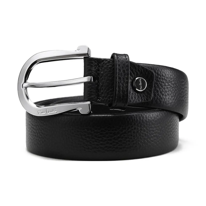 PIERRE CARDIN Cow Leather Belts Men's Black 3.4cm-1
