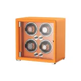 High-Quality Leather 4 Watch Slot-Leisure Orange-Five Settings with Automatic Stopwatch Function-Battery Compartment