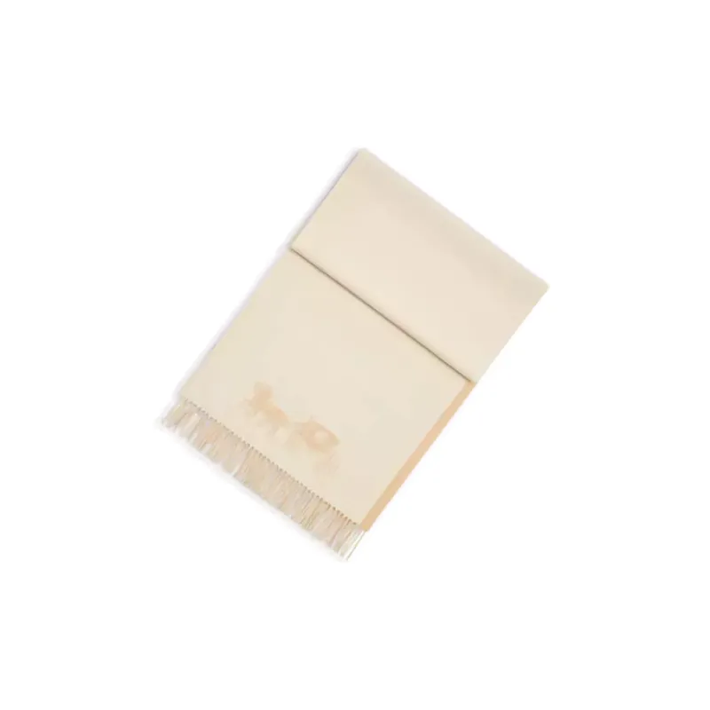 COACH Wool Knit Scarves Unisex Beige-1