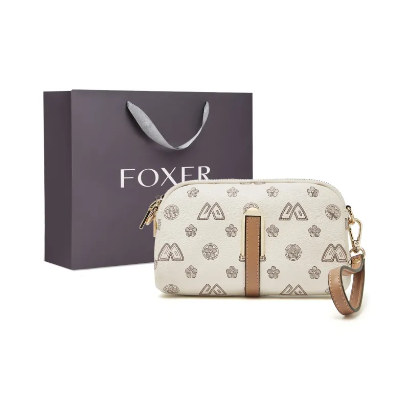 FOXER PVC Clutch Wallet Trumpets Women's Brown/White-4