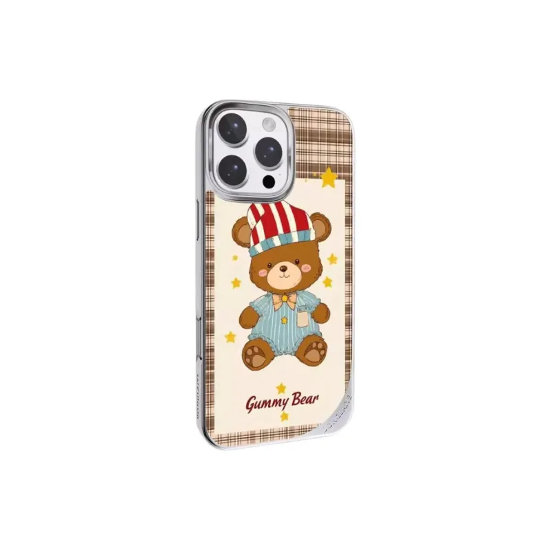 LANWK Glass Material Sleepy Bear Impact Resistant Magnetic Phone Case Compatible With Apple IPhone 14/15/16/Pro/Pro Max-2