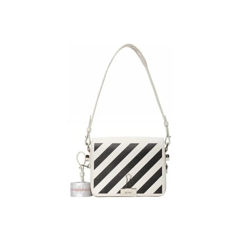 OFF-WHITE Leather Shoulder Bag Crossbody Bag Unisex White-2