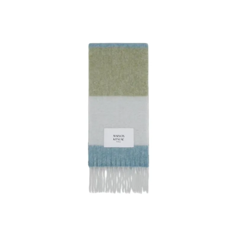 Maison Kitsune Striped Fringed Scarf-0