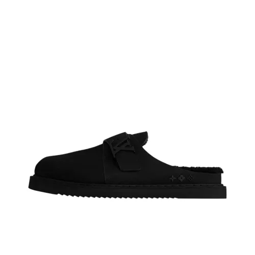 LOUIS VUITTON Easy Slip Resistant Wrap toe Slippers Men's Black