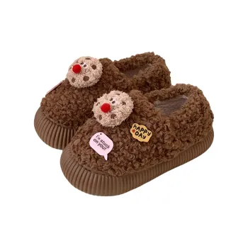 Thin Strips Cotton Slippers Women's, Brown