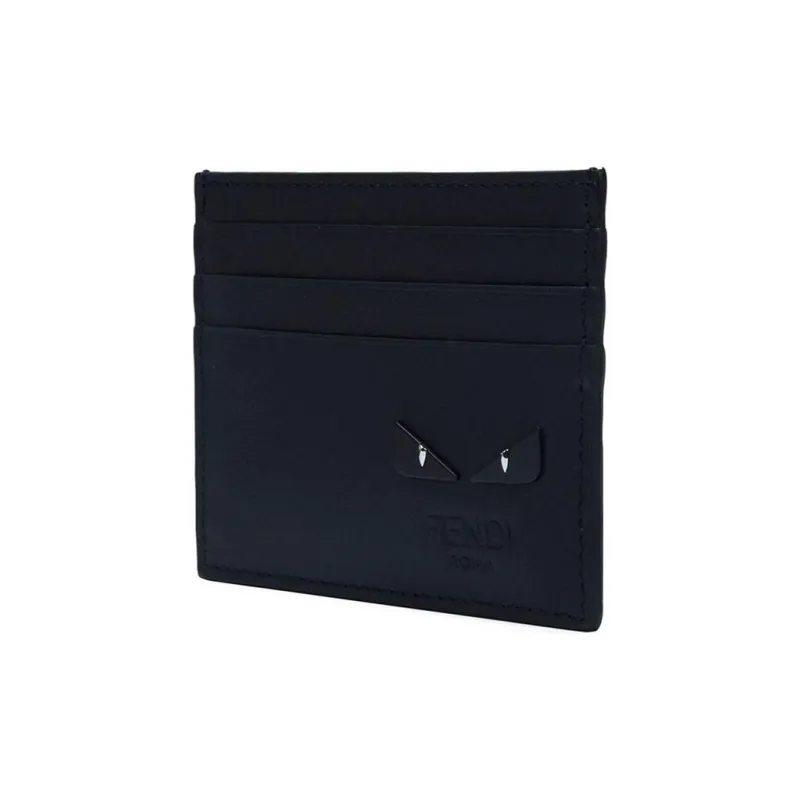 FENDI Calfskin Card Holder Men's Black-1